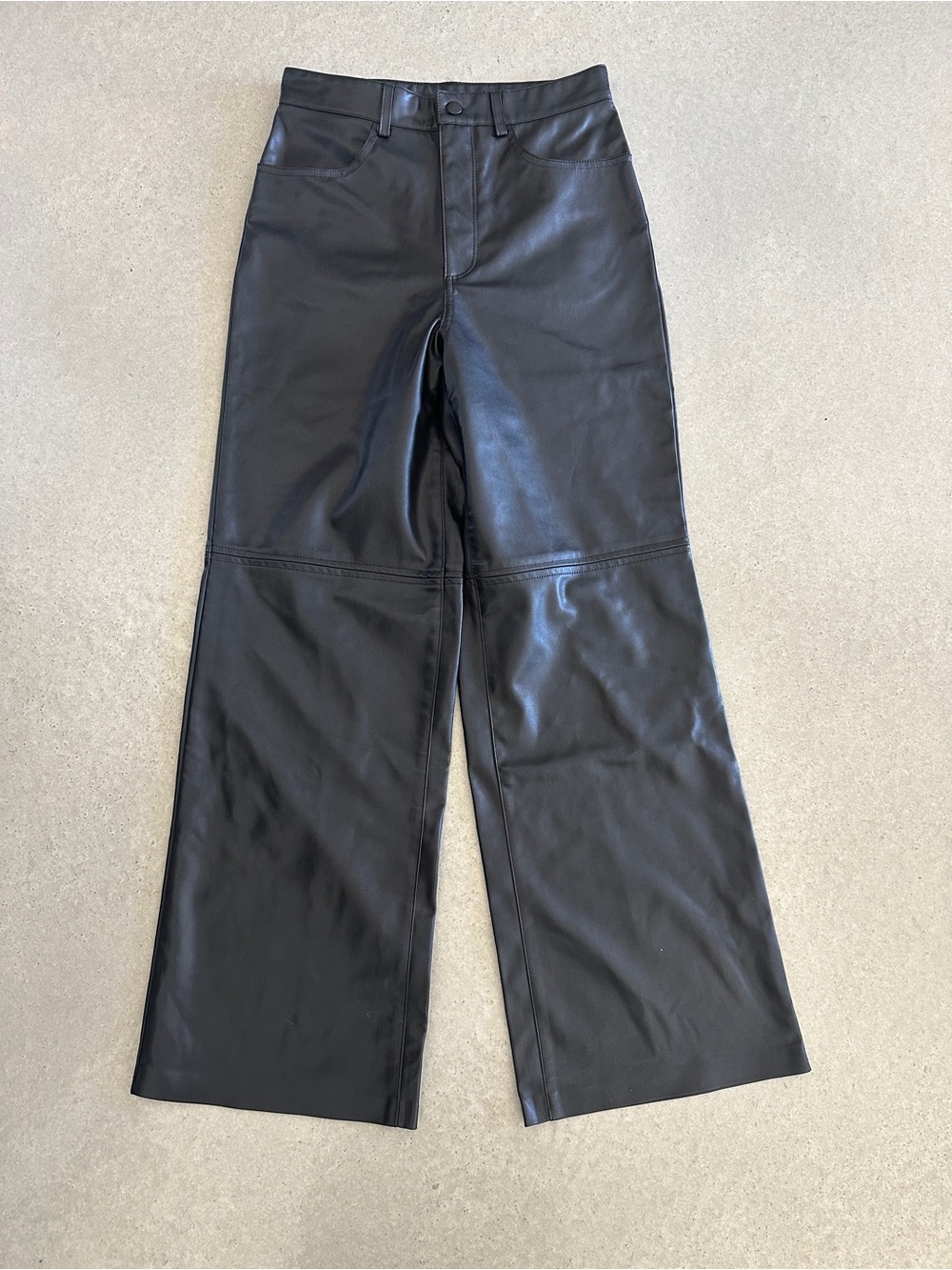 NWT H&M Black Faux Leather Wide-Leg High-waisted Pants